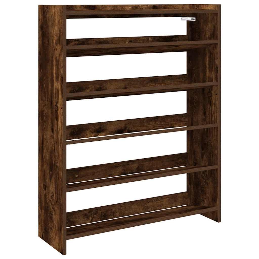 vidaXL Shoe Rack Smoked Oak 80x25x100 cm Engineered Wood, shoe storage, shoe shelf, shoe cupboard, shoe cabinet, shoe storage cabinet, shoe organiser