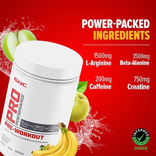 Image of GNC Pro Performance Pre-Workout | 360 gm | 30 Servings | Boosts Pump & Energy | Speeds Up Recovery | 1500 mg L-Arginine | 3500 mg Beta-Alanine | 200 mg Caffeine | Fruit Punch