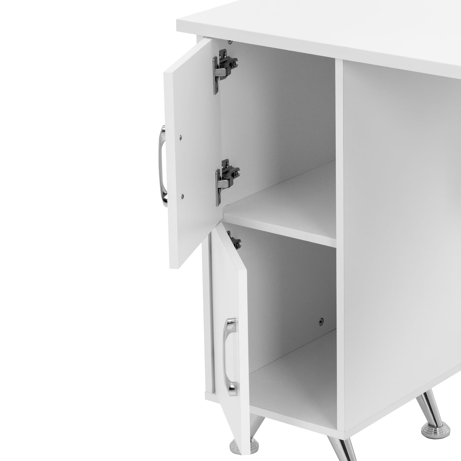 physa Mesa para manicura blanca y plateada con succión de polvo 3 cajones reposamanos Mesa para uñas Mesa de uñas con aspiradora Mesa para salón de uñas