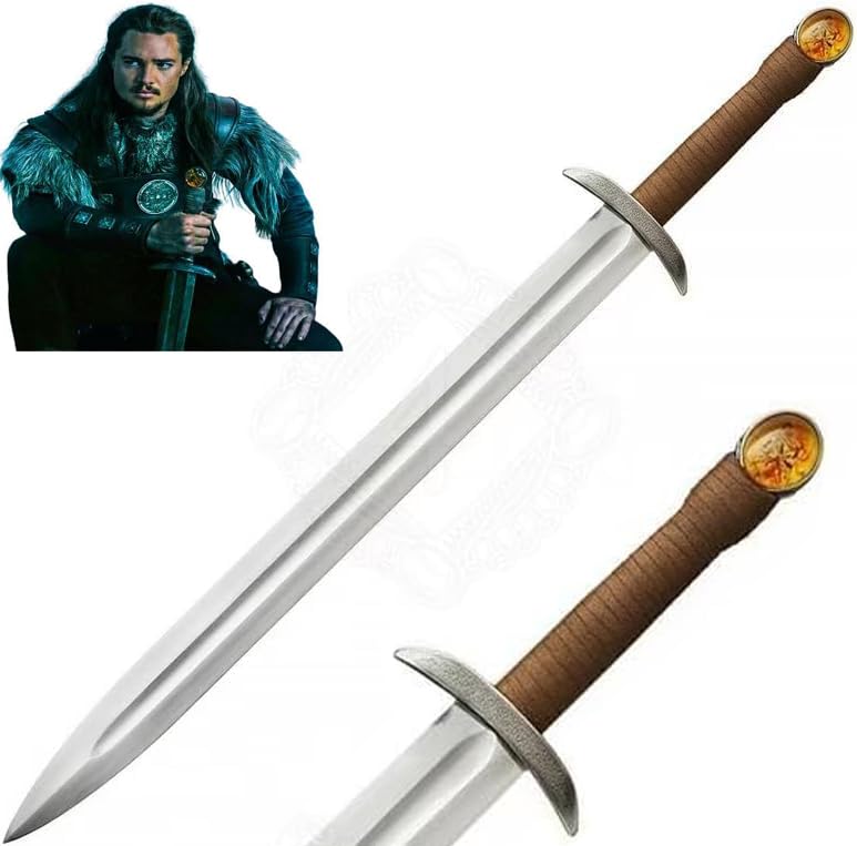 Master Damascus MakerMDM_Real Battle Sword - Viking Sword, Damascus Viking Sword ll Uhtred Sword Real Sword Hunting Sword - Medieval Sword King Uhtred Sword Seax Viking Gifts For Men (Uhtred)