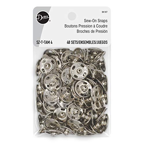 Dritz Sew On Snaps Size 4 Nickel 48 Sets Fasteners, 48ct