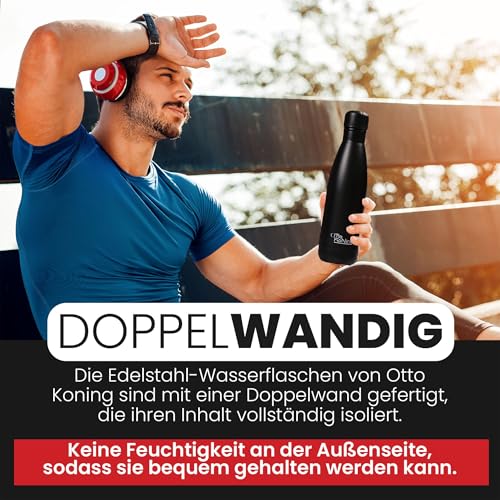 OTTO KONING Trinkflasche Edelstahl 500ml Thermo Isoliert Auslaufsicher – Ansicht 6