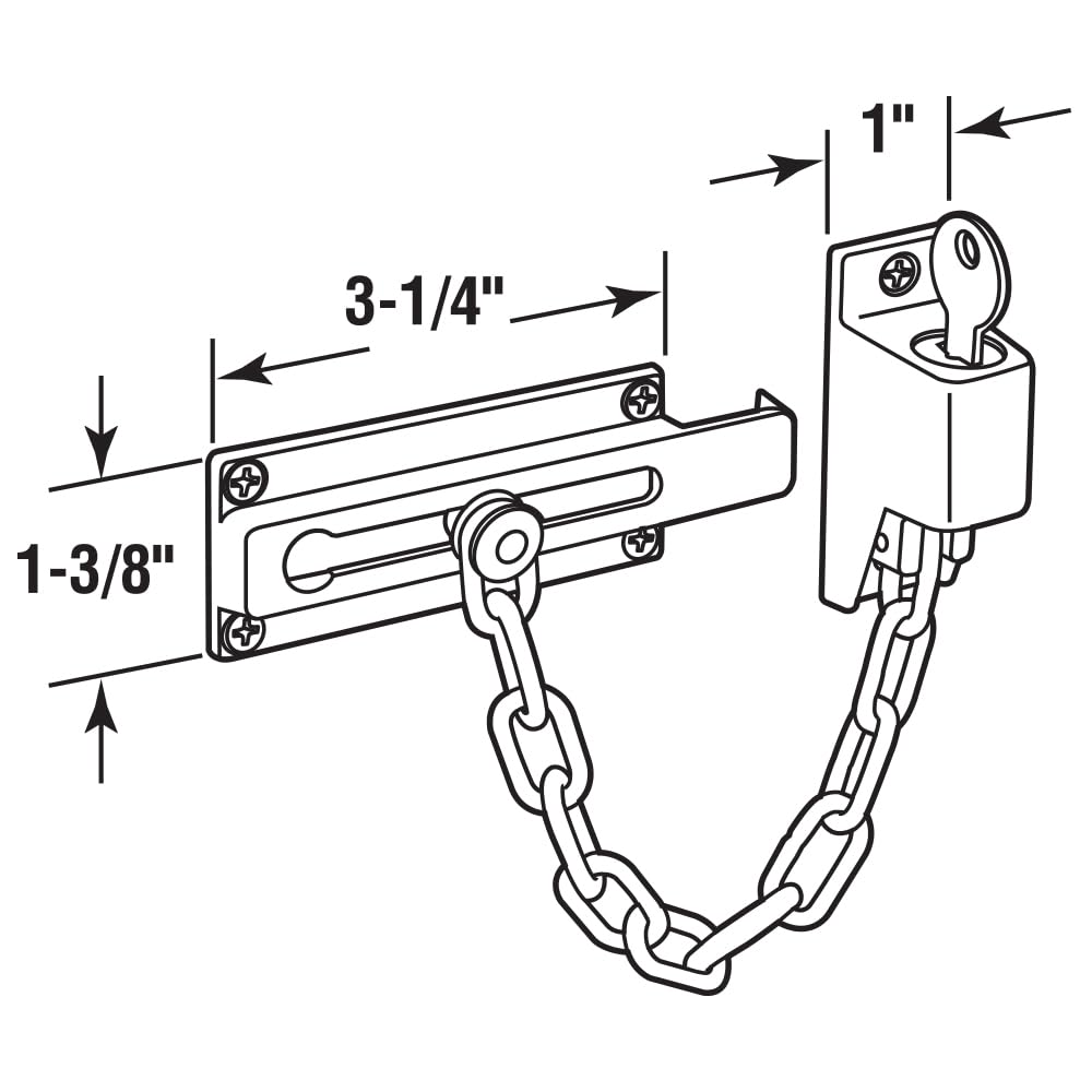 Prime-Line U 9872 Steel, White, Keyed Chain Door Guard (Single Pack)