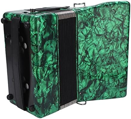 Kids Accordion Instrument Toys, 22 Keys 8 Bass Celluloid Kids Accordion Toy Professional Small Accordion with Adjustable Straps, Mini Musical Instruments for Beginners and Students(Green)