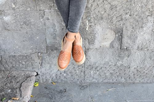 Macarena Collection Huarache Sandal Colorful Leather Mexican Style Color Tan 024