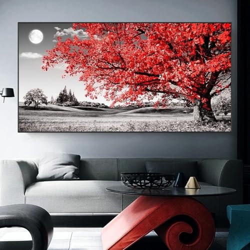 Peinture affiches d'art arbre rouge pour donner une âme poétique à votre salon