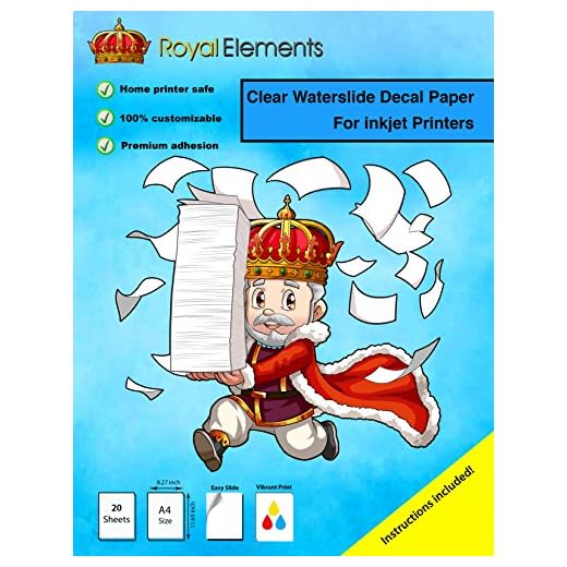 Royal Elements Waterslide Decal Paper - Clear for Inkjet Printers - 20 Sheets