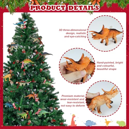 Image of Mulbozy 12 Pcs Dinosaur Ornaments for Christmas Tree,Dinosaur Christmas Set