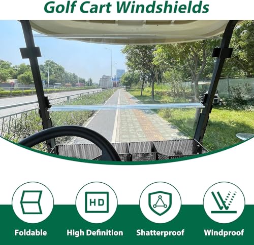 Miniatura 2 de 10l0l Parabrisas Para Carrito De Golf Para Club Car Precedent Desde 2004, Hd Inastillable Y Plegable, Resistente Al Viento, Parabrisas Para Carrito De Golf Transparente