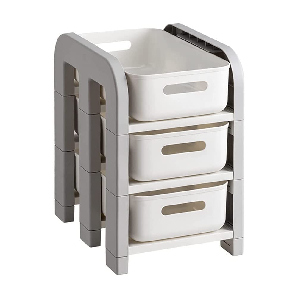 Carrello versatile a 3 livelli con ruote facili da arrotolare, per bagno, cucina o ufficio (bianco, 41 cm)