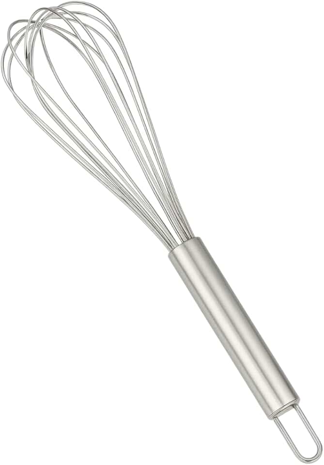 Fouet Batedor de Ovos Inox Manual Fuê de Aço para Massas, Claras em Neve, Cremes e Molhos – Mini Mixer Portátil e Ergonômico