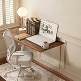 GOYLSER Wall Mounted Folding Table Floating Desk for Dining, Laundry Room, Office, Fold Down Desk with Bracket