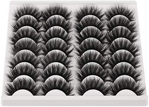 JIMIRE False Eyelashes Mink Fluffy Volume Lashes 3D Wispy Long Fake Eyelashes 14 Pairs Pack