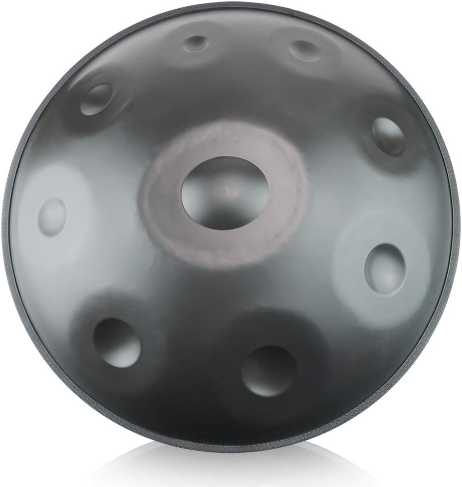 "Lark Music" hand pan in D Minor 9 notes steel hand drum + Soft Hand Pan Bag + Express Shipping (Delivery in 3-7 business days) (22.8" (58cm), BLACK (D Minor) 9 notes D3 A Bb C D E F G A)