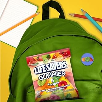 LIFE SAVERS 5 Flavors Gummy Candy, 3.22 oz Bag (Pack of 12)