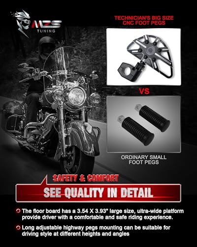 Image of MZS Motorcycle Highway Pegs, 1.25 inch Short Adjustable Highway Foot Peg CNC Aluminum Compatible with Road Glide King Softail Electra Street Glide Sportster Vulcan Chief Boulevard for 1 1 /4 Engine Guards