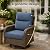 6 Peices Outdoor Patio Furniture Set with 44" Gas Fire Pit Table, Wicker Swivel Rocking Chairs Conversation Sets with Cushion, High Back Sectional Sofa with Gilder Chair for Yard Garden Porch, Blue