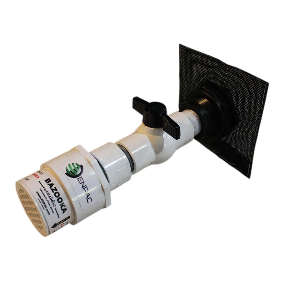 Enpac BAZOOKA Passive Oil Filter for Spill Containment Berms, Complete Install Kit, White, Maintenance Free, Automatic Shut Off, Allows Water to Pass