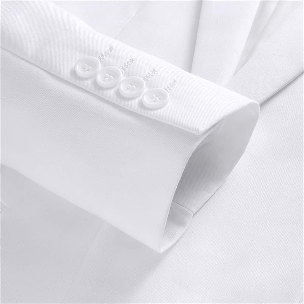Men Business Casual Pants Formal Wedding White Party Blazers Jacket Trousers 2 Pcs Set