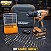 Hi-Spec 58pc Yellow 18V Cordless Power Drill Driver, Bit Set & Case. Complete Home & Garage DIY Tool