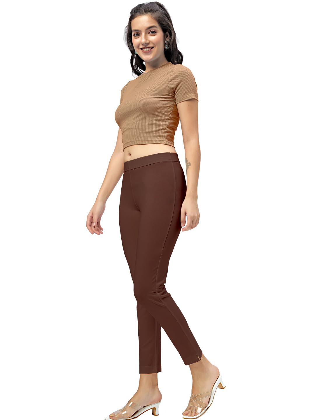 morrio Kurti Pants, Women's Slim Fit Ankle Length Knit Cotton Lycra Pant-picture-6