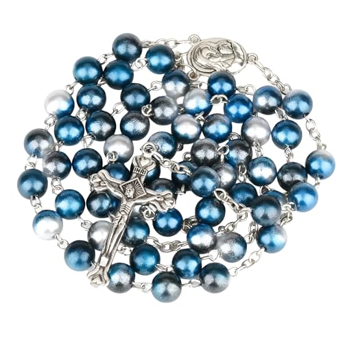 Collier chapelet religieux en argent 925 avec perles pour femme