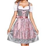 thematys Dirndl midi mit Schürze Damen | Dirndl-Bluse | Oktoberfest | Trachtenkleid | Trachtenmode Kleidung - Kostüm-Set | Fasching Outfit | Karneval | fällt kleiner aus (XXL)