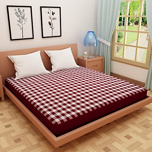 Image of Dream Care Waterproof Fitted Terry Cloth Printed Mattress Protector for Single Bed with Elastic Strap - 78 inchX36 inch, Dark Brown