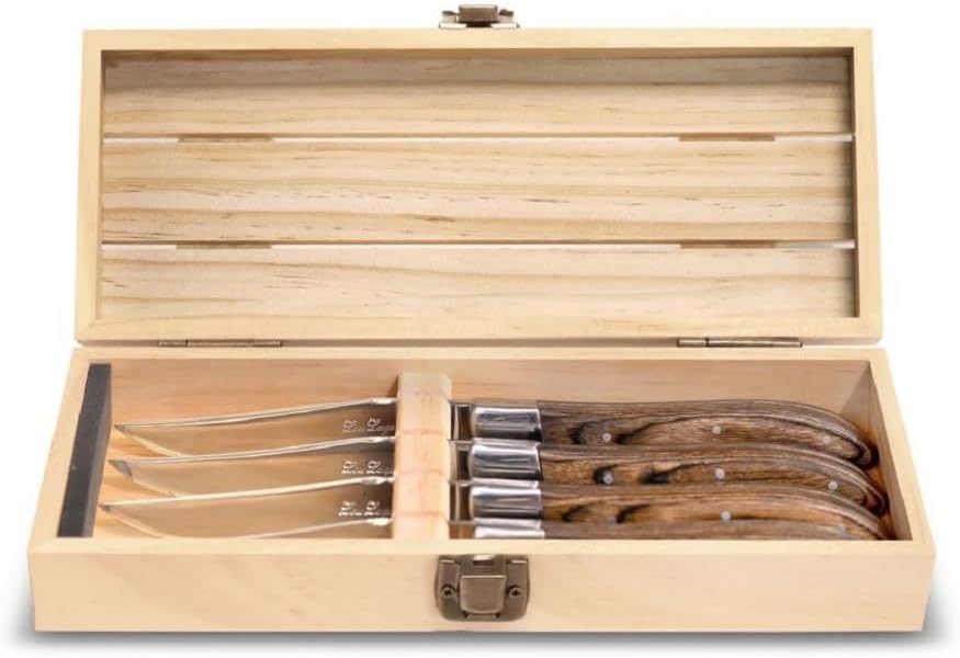 Lou Laguiole Noyer Steak Knives Walnut, Set of Four