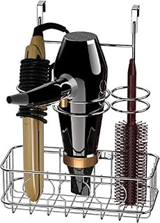 Simple Houseware Cabinet Door/Wall Mount Hair Dryer & Styling Tools Organizer Storage, Chrome