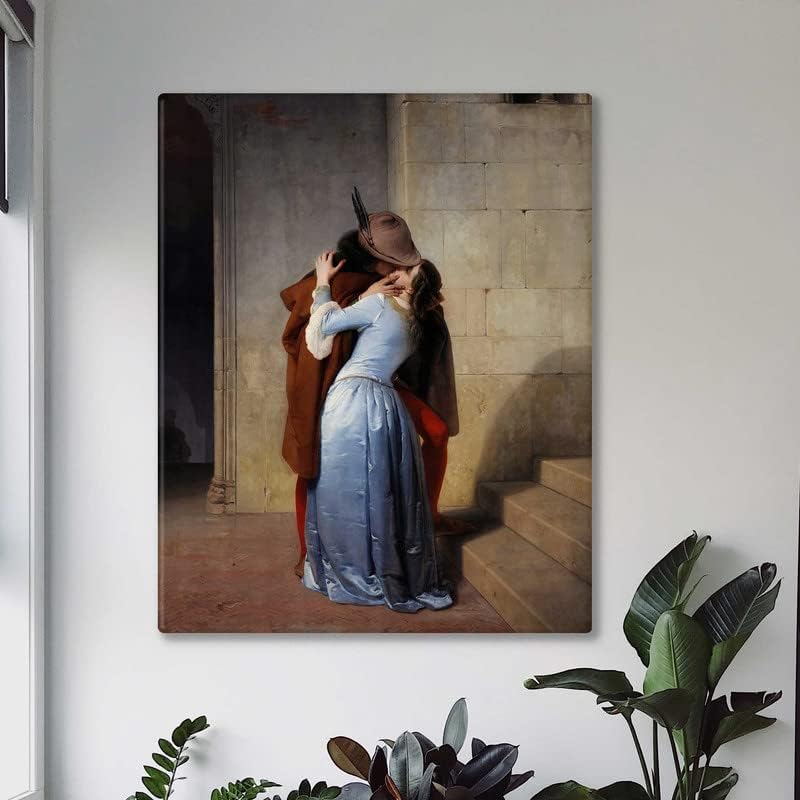 Miniatura 3 de CanvasWAY - Francesco Hayez The Kiss - Impresión en lienzo de reproducción clásica de arte de pared de romanticismo italiano, pintura sobre lienzo,