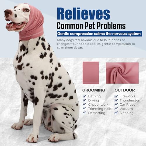 Image of Dog Calming Hoodie Quiet Head Cover Sleeves Anxiety Relief /Noise Protection - Grooming - Thunder - Fireworks