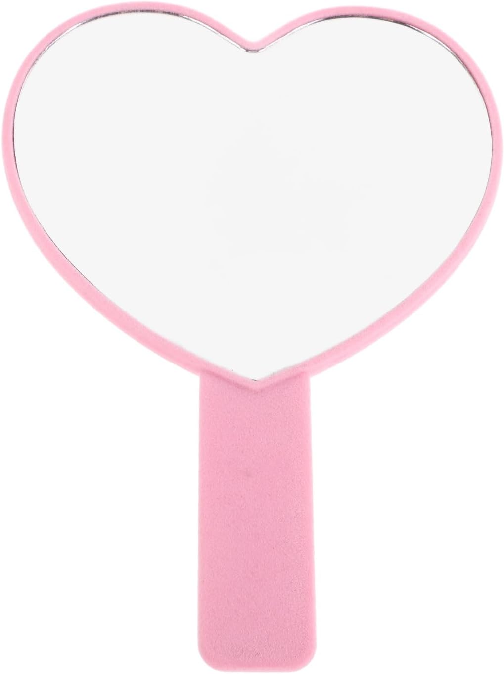 VICASKY Heart Shaped Pink Handheld Mirror with Handle Travel Vanity Pocket Mirror with Rhinestones for Makeup and Skincare