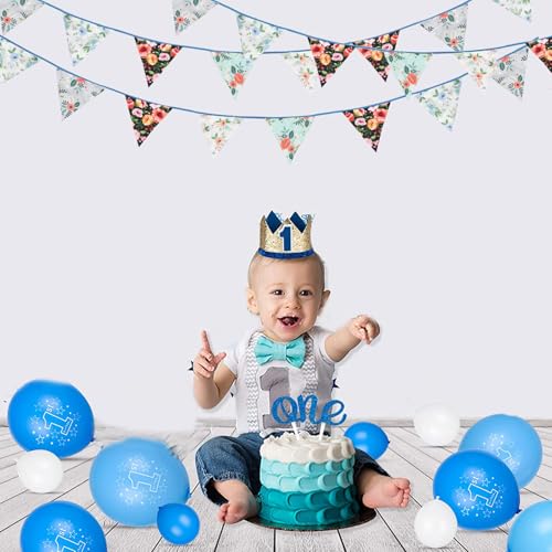 Image of Zwiebeco 32Ft Vintage Floral Fabric Bunting Triangle Flags Cotton Retro Flowers Pennant Banner Party Decorations for Birthday Wedding Engagement Baby Shower Spring Rustic Village Home Garden Decor