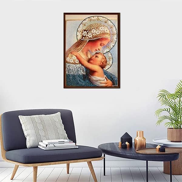 Miniatura 2 de Regalo de Navidad, cristianismo, religioso, Santa María y Jesús, kits de pintura de diamantes para adultos, kit de arte de diamantes para bricolaje,