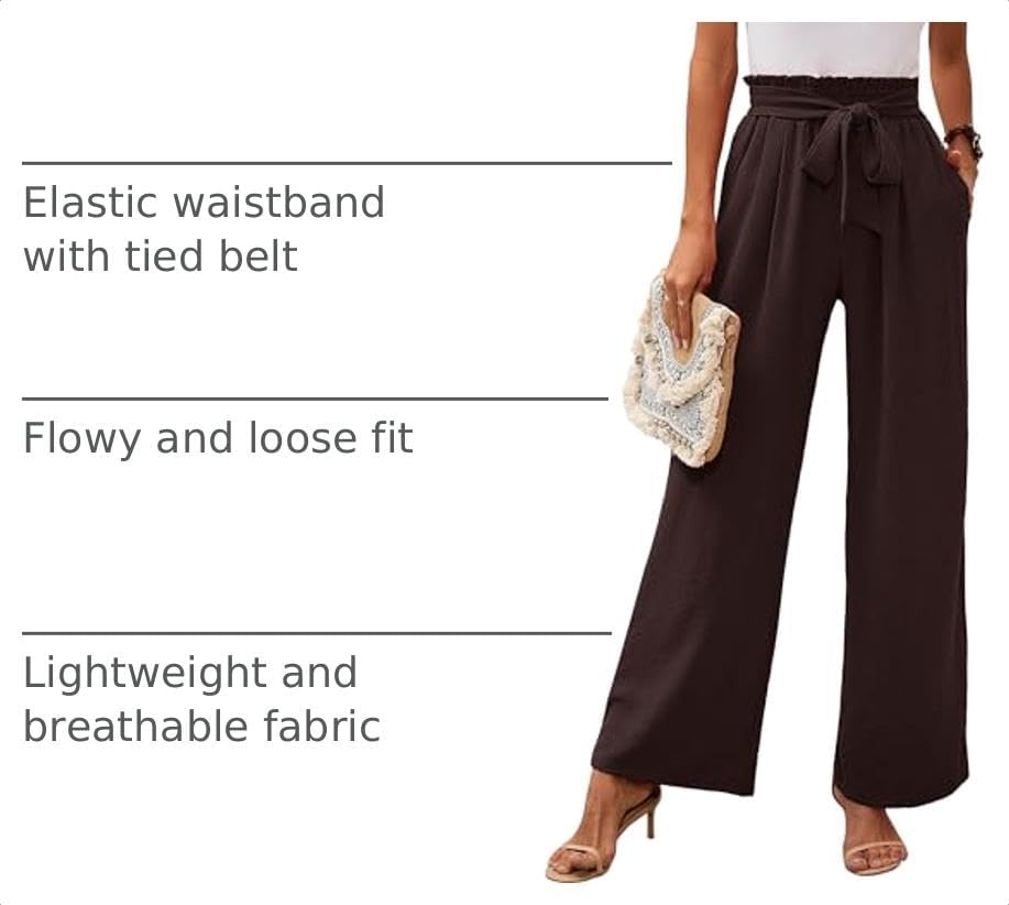  Wide Leg Pants for Women High Waist Tie Knot Trousers thumbnail