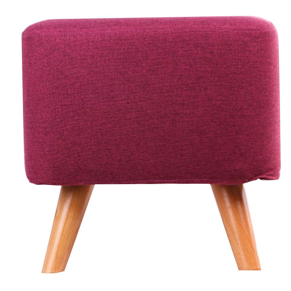 Pouf carré 4 jambes en bois massif avec housse en tissu amovible