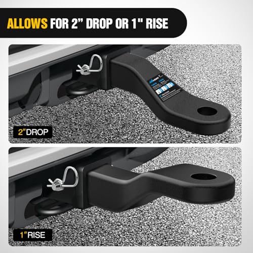 Image of Nilight Forged Trailer Hitch Mount Fits 2 Inch Receiver Square 5 /8 inch Hitch Pin Clip 17000 lbs 2 inch Drop, 1-1 /4 inch Hole, Gloss Black Powder Coat