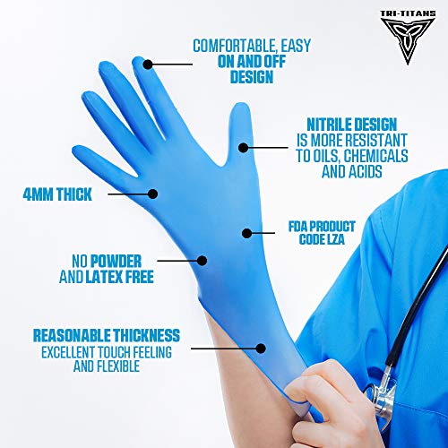 NVIMEDIC Nitrile Gloves - Disposable Exam Gloves - Latex & Powder Free - 4 Mil Thick - Extra Strong Multipurpose Cleaning Gloves - Bulk Case of 1,000 Gloves (Pack of 10 Boxes)- Size Medium