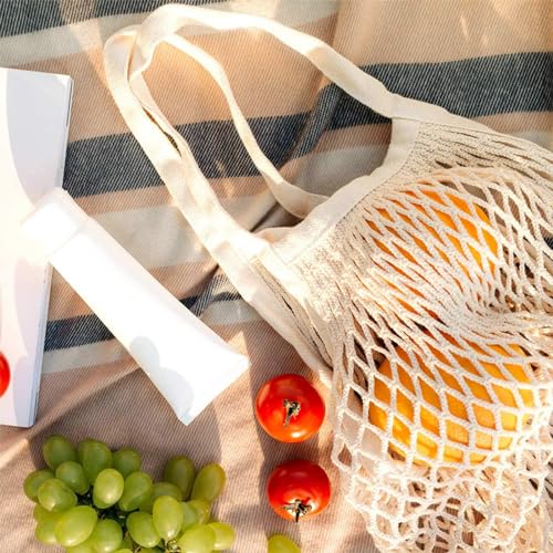 Soulnioi Reusable Grocery Mesh Bag Cotton String Mesh Produce Bags Organic Grocery Shopping Bags Portable/Washable Mesh Bag for Fruit and Vegetables Storage Black and White 4PCS - Image 4