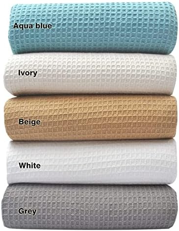 Tex Trend 100% Cotton Thermal Blanket, Breathable Bed Blanket King Size, Soft Waffle Blanket, King Size Blanket, All Season Blanket, Cozy Blanket for Bed Sofa Couch, Grey - 108 x 90 Inches