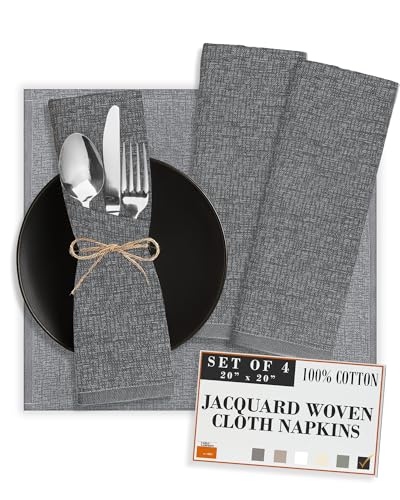 Premium Cloth Napkins by Carlo Lamperti Italy (Set of 4) 100% Cotton Carbon Grey 20