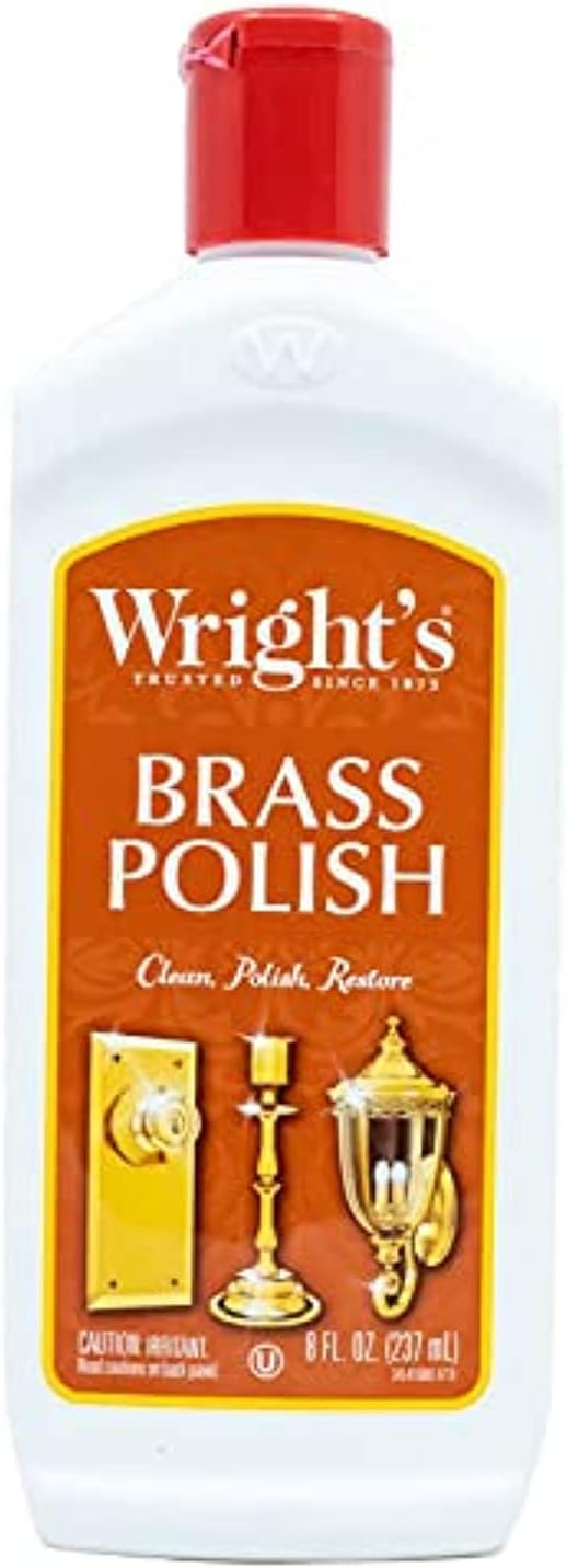 Wright's Brass and Copper Polish and Cleaner - 8 Ounce with Polishing Cloth - Gently Cleans and Removes Tarnish Without Scratching