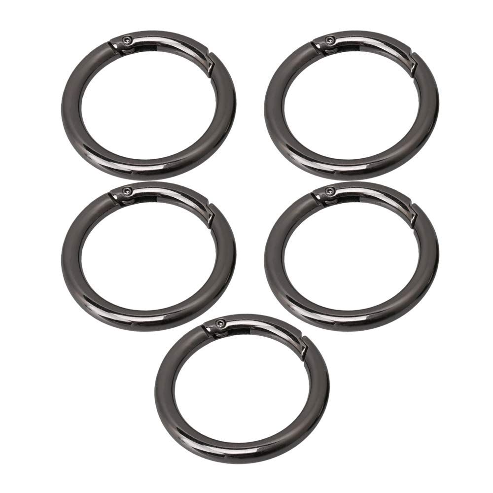 Bqlzr Nickle Black 49Mm Od 37Mm Id Zinc Alloy Spring Clip Round Gate O Ring Round Snap Clip Trigger Spring Keyring Buckle For Bags Pack Of 5