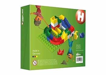 Hubelino Marble Run - 123ピース基本組み立てボックス - オリジナル。 ドイツ製。 - 認定済みで受賞歴のある大理石ラン - Duploと100%互換性あ Hubelino Marble Run - 123-Piece Basic Building Box - The