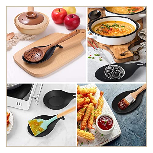 Miniatura 2 de 2 Piezas Kitchen Silicone Big Spoon Rest, Reposa Cucharas Silicona De Grado Alimenticio, Soporte De Cuchara Negro, Para Cocina Hogar Comedor Utensilios De Almacenamiento De Cocina - Negro