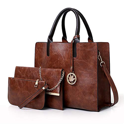 Lot de 3 sacs à main pour femme grande capacité en simili cuir noir