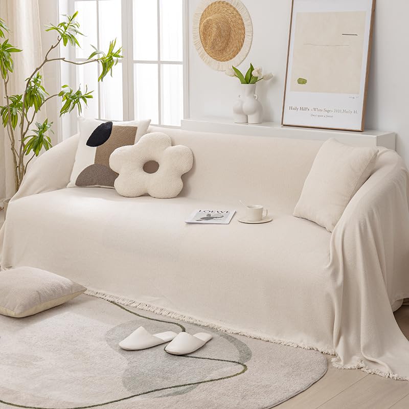 VanderHOME Funda Impermeable Sofa, Funda Sofá Moderna y Sencilla, Colcha Sofa Plano Resistente al Desgaste, Lavable a máquina, Cubre Sofas Transpirable Cuatro Estaciones 180 * 130cm-Blanco