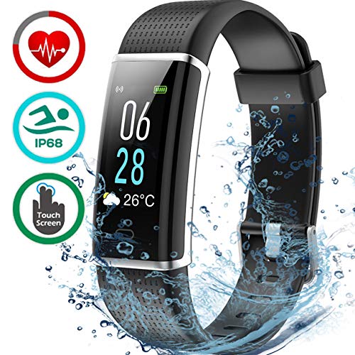 Seneo Tracker d'activité étanche IP68, écran Couleur, Moniteur de fréquence Cardiaque, 14 Modes d'exercice, 5 Niveaux de luminosité, Bracelet Intelligent et réglable