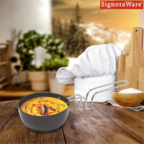 Image of Signoraware Opulent Non Stick Tadkapan 10cm | Ergonomically Designed Handle | Compact, Efficient & Stylish Tadka Pan | Ideal for Quick Tasks tadka for dal & Seasoning for Veggies (300ml | Steel)